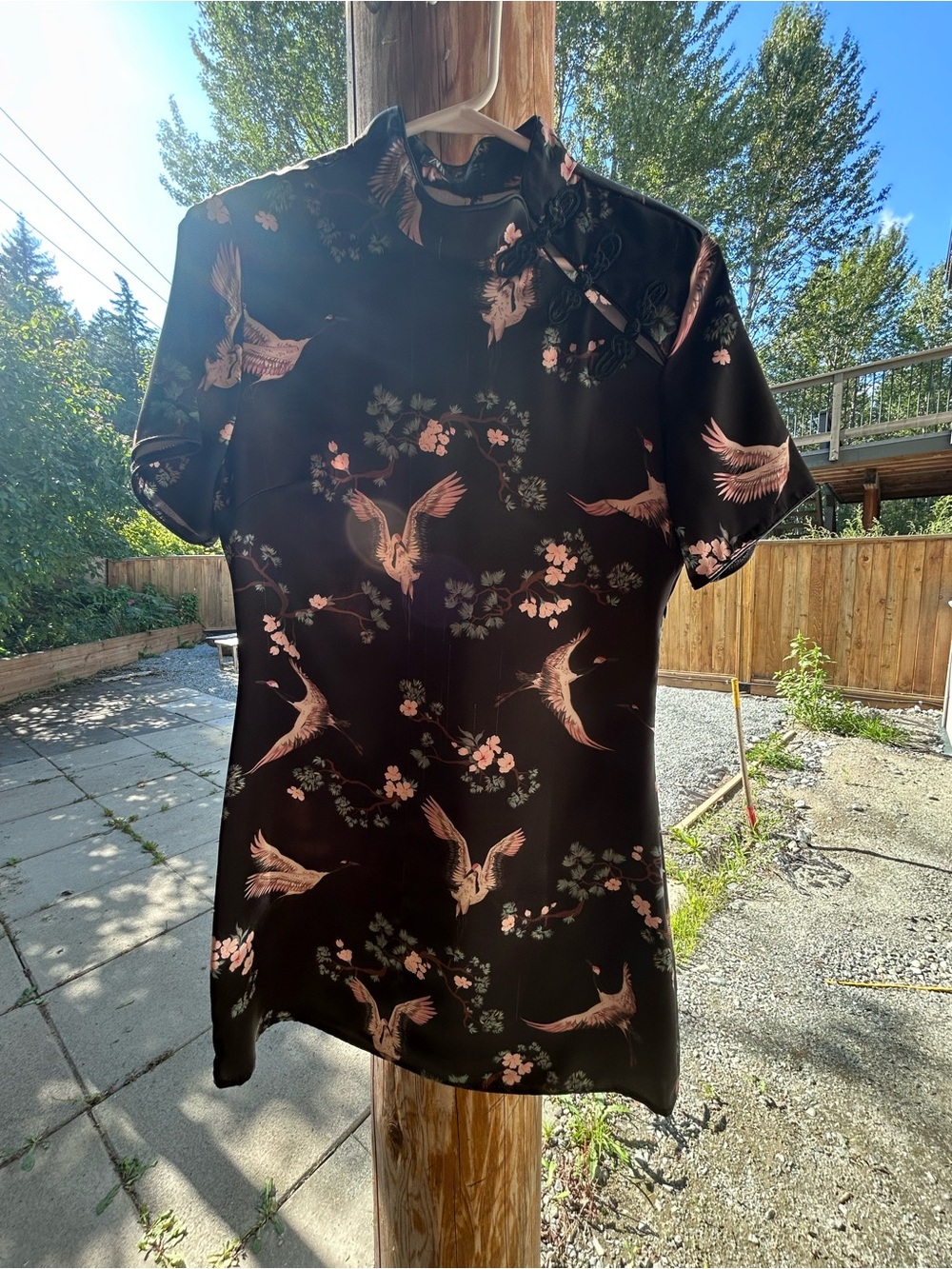 Zara Black Silk-Inspired Cheongsam Dress